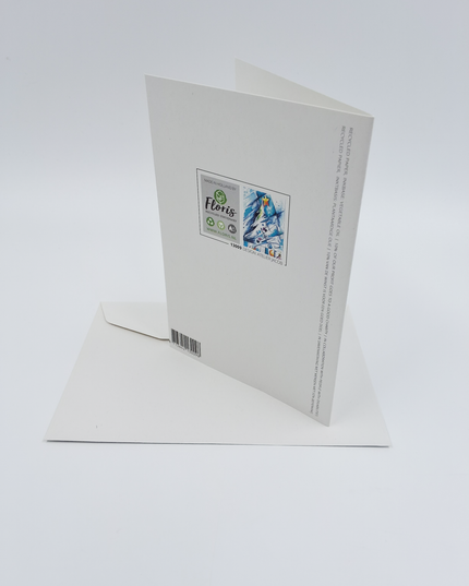 Wenskaart kerstboom blauw