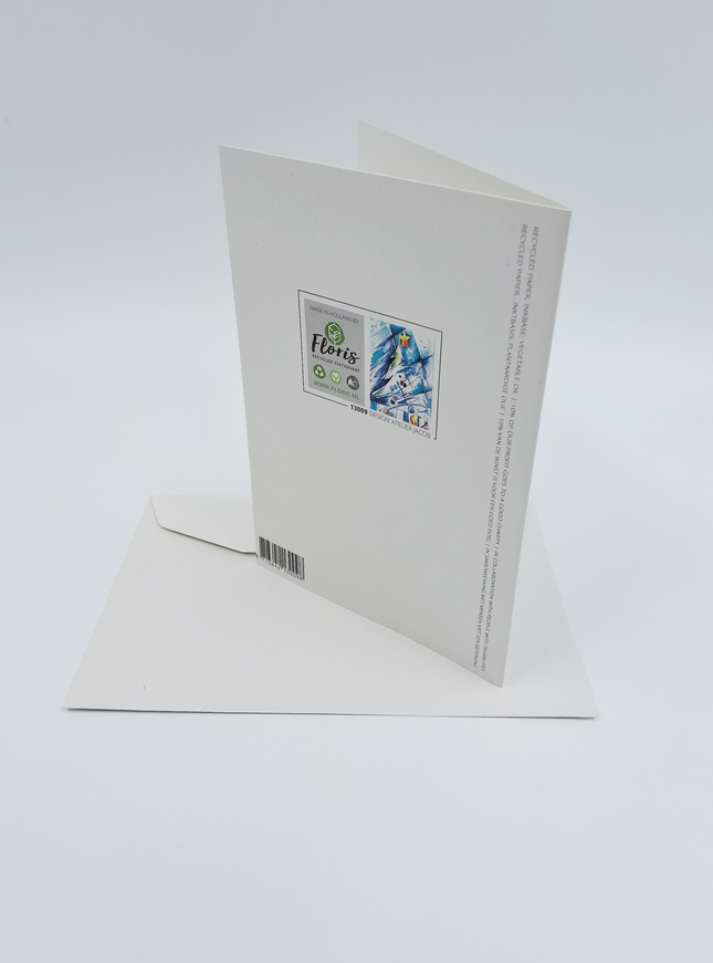 Wenskaart kerstboom blauw