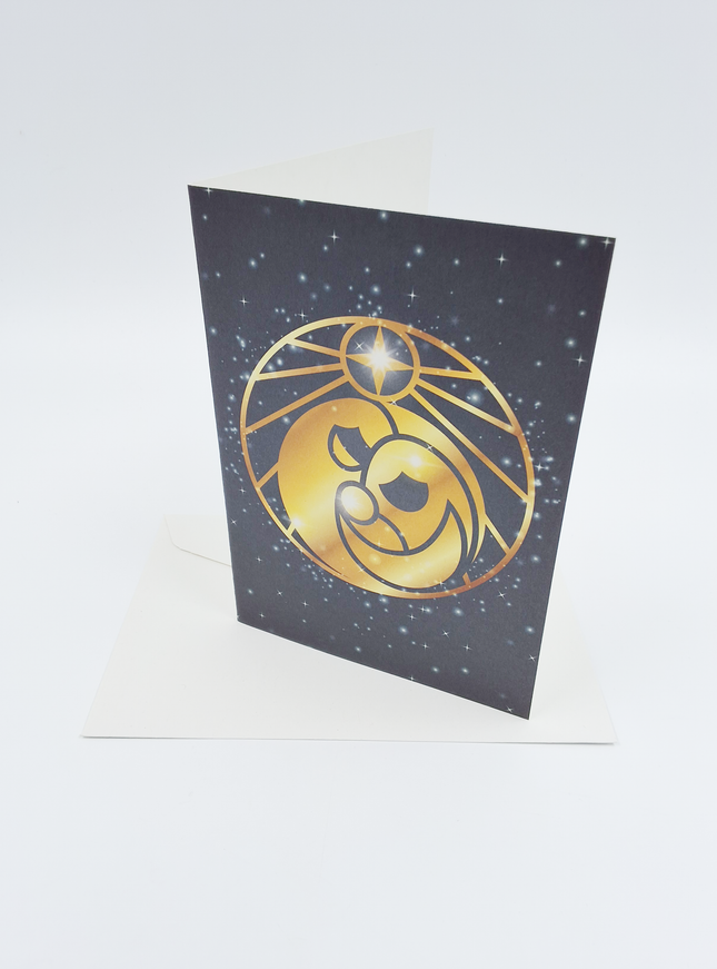 Wenskaart Jozef, Maria, Jezus