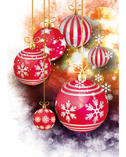 Wenskaart kerstballen rood