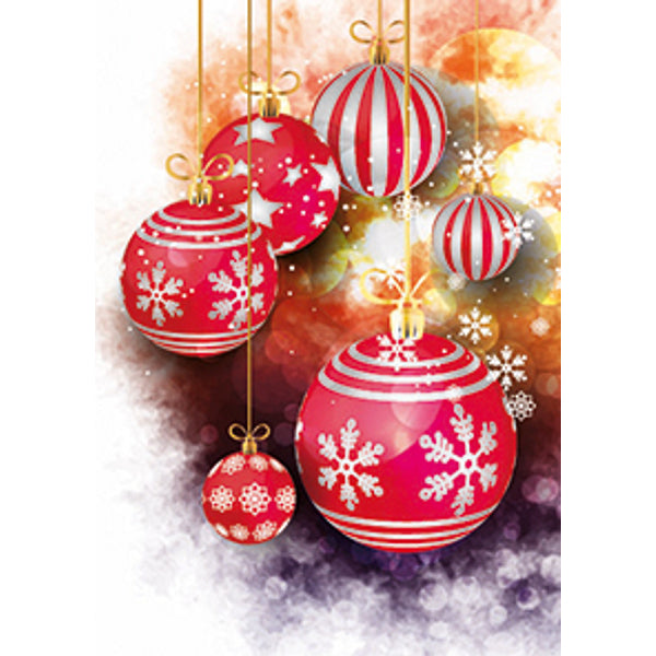 Wenskaart kerstballen rood