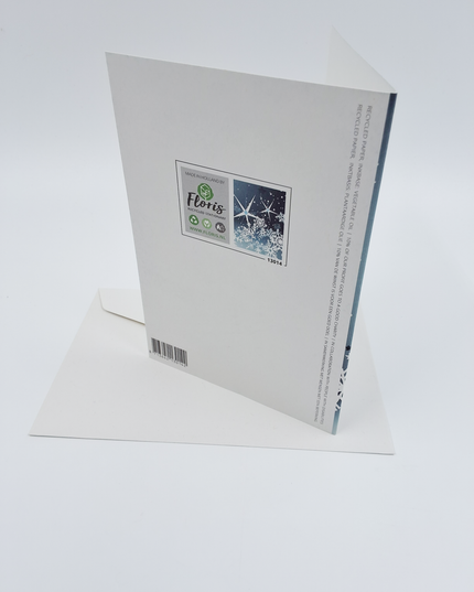 Wenskaart Jozef, Maria en Jezus blauw