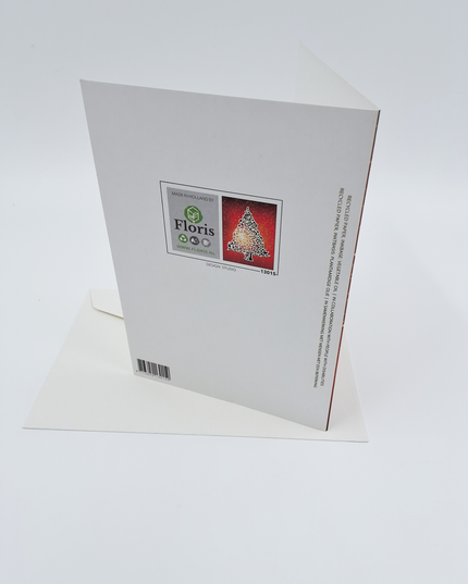 Wenskaart kerstboom rood goud