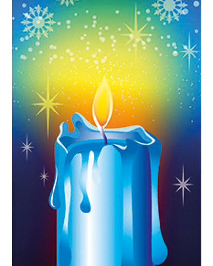 Wenskaart kaars blauw