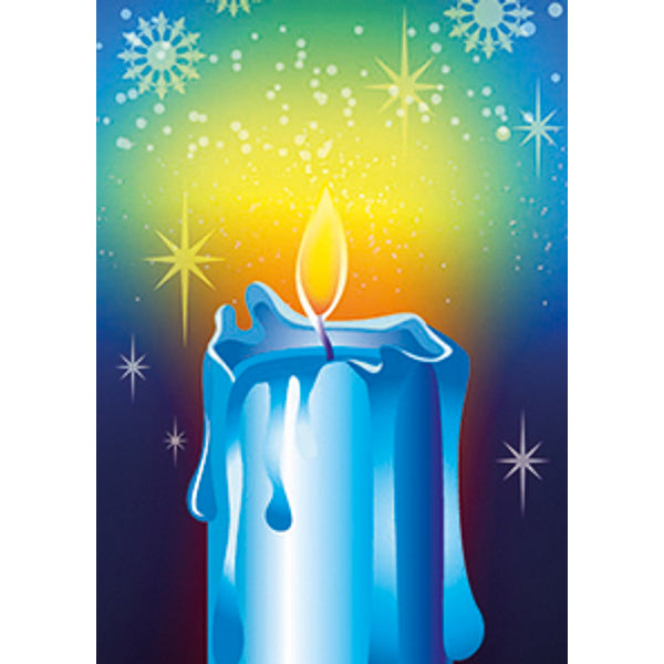 Wenskaart kaars blauw