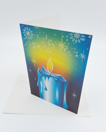 Wenskaart kaars blauw