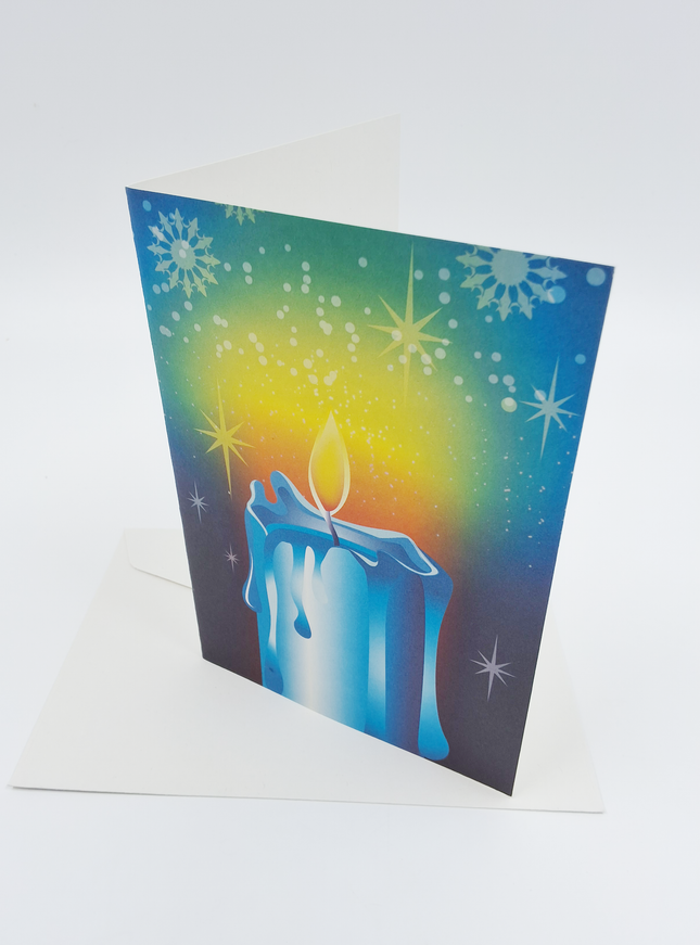 Wenskaart kaars blauw