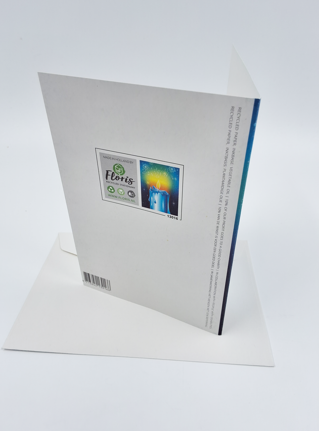 Wenskaart kaars blauw