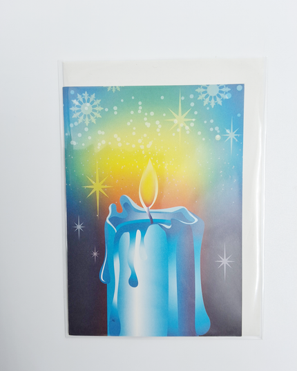Wenskaart kaars blauw