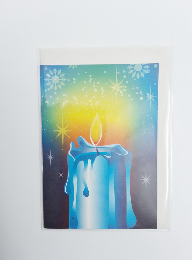 Wenskaart kaars blauw