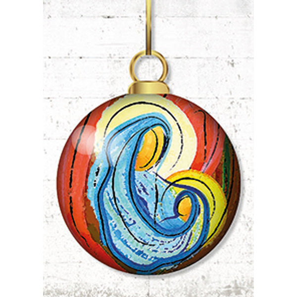 Wenskaart kerstbal Maria Jezus