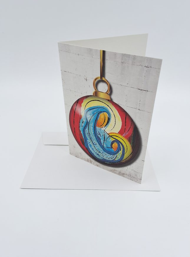 Wenskaart kerstbal Maria Jezus