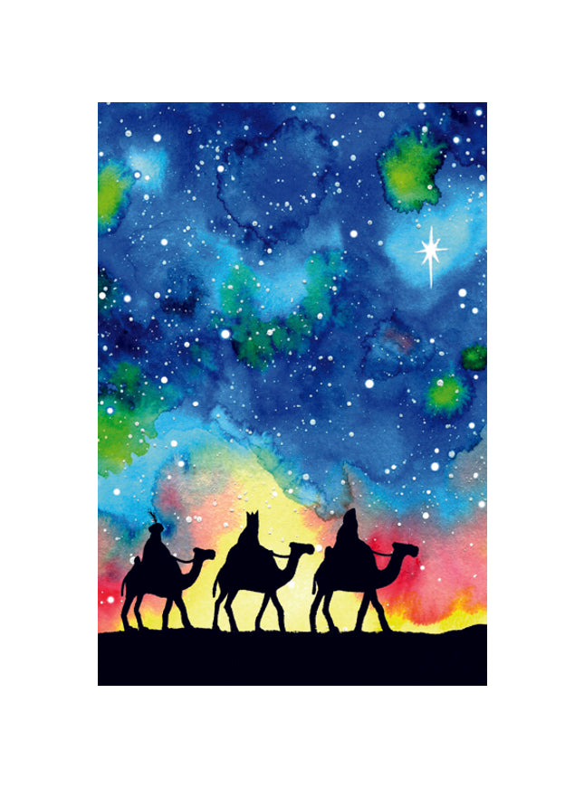 Wenskaart 3 koningen met sterrenhemel