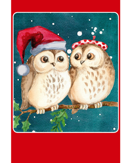 Kerstkaarten doosje 10x twee uilen