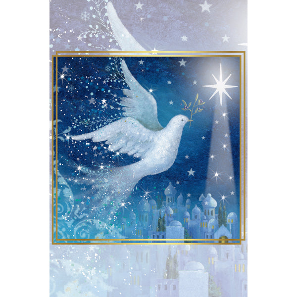 Wenskaart duif met sterren