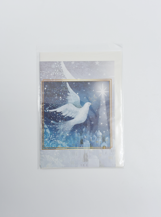 Wenskaart duif met sterren