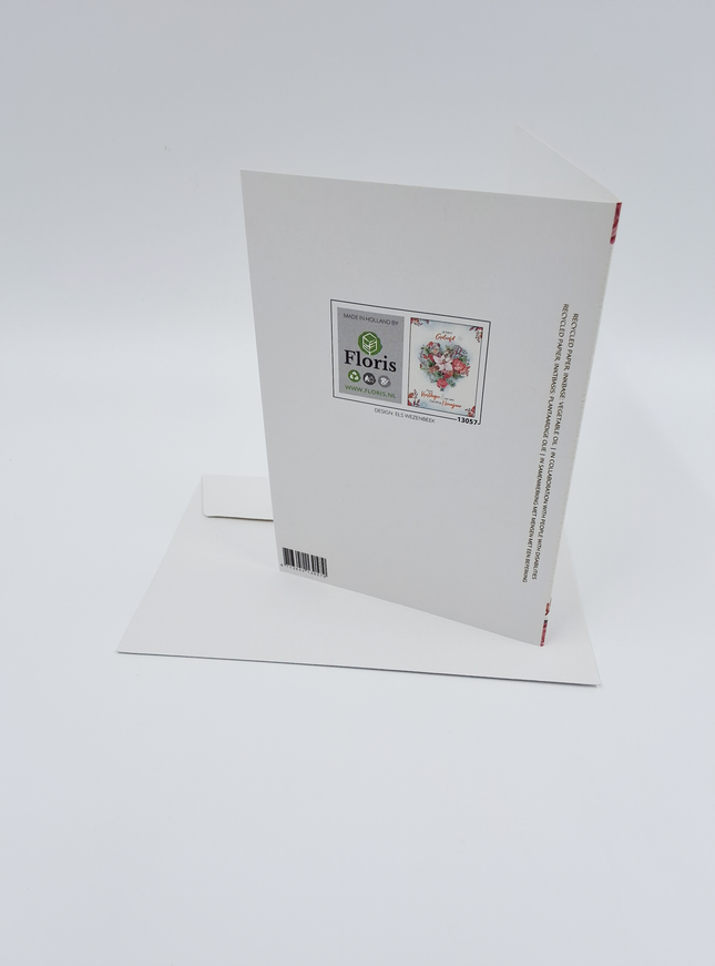 Kerstkaart bloemen hart