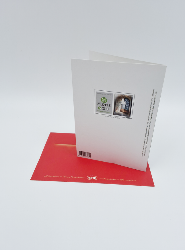 Wenskaart raam met duif