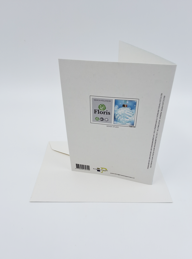 Wenskaart blauwe kerstbal