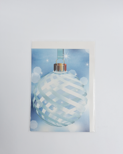 Wenskaart blauwe kerstbal