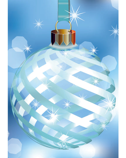 Wenskaart blauwe kerstbal