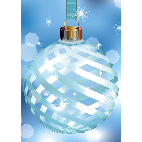 Wenskaart blauwe kerstbal