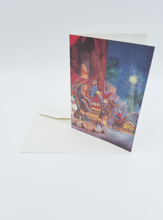 Wenskaart drie koningen in de stad