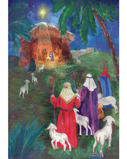 Wenskaart herders met schapen