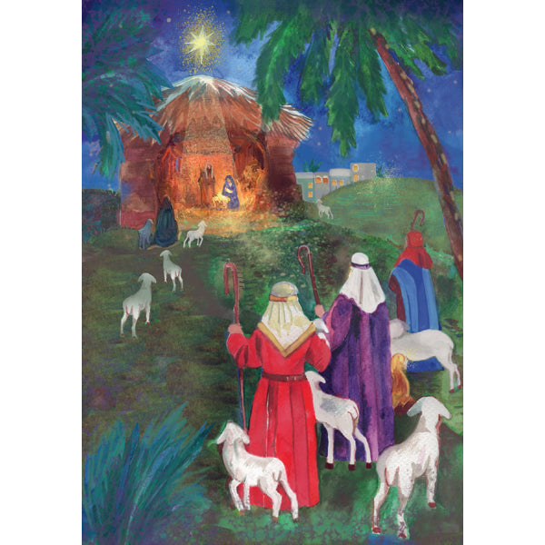 Wenskaart herders met schapen