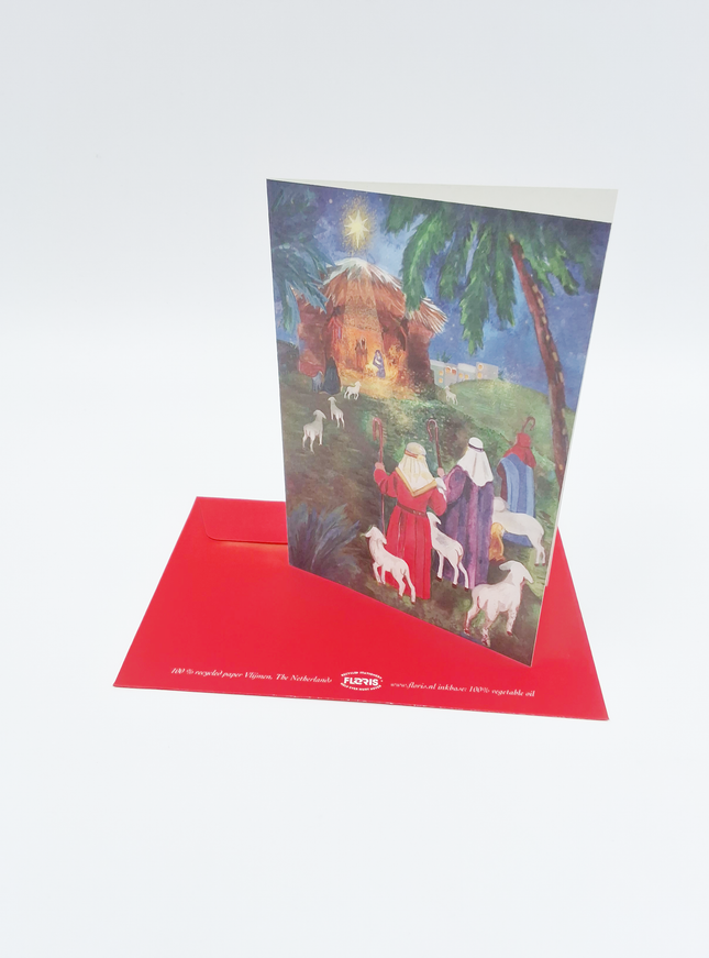 Wenskaart herders met schapen