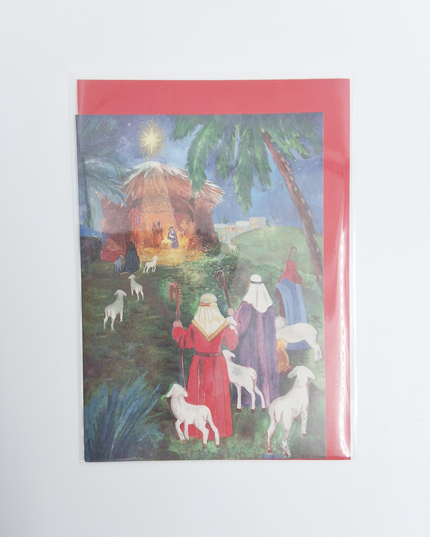 Wenskaart herders met schapen