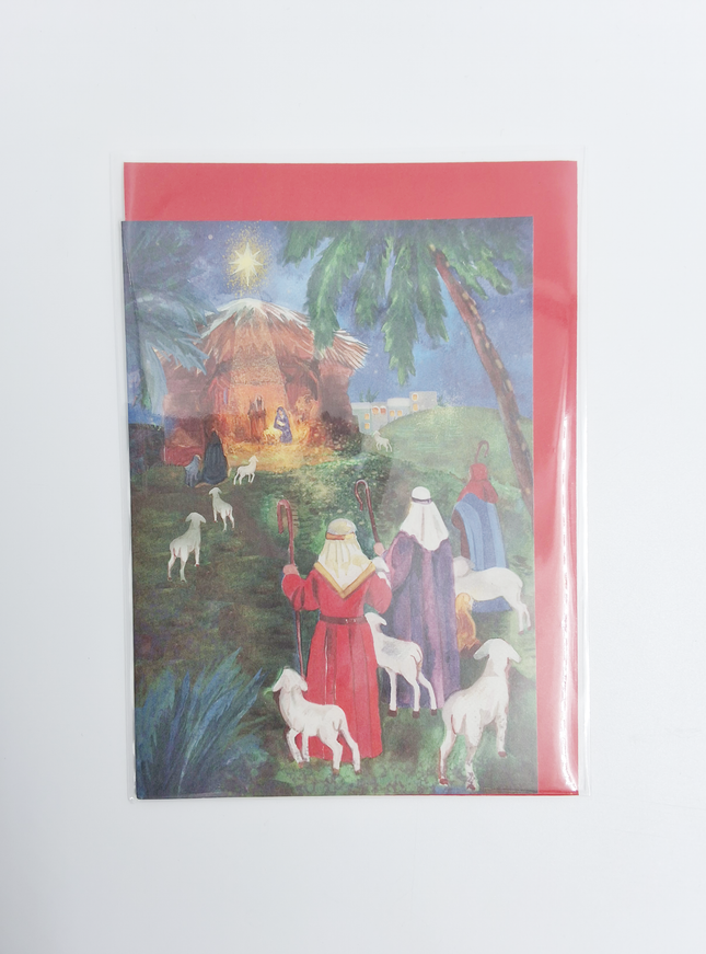 Wenskaart herders met schapen
