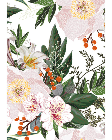 Wenskaart kerstbloemen wit