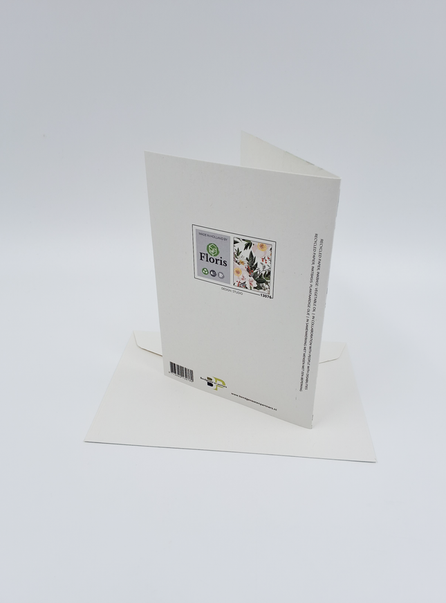 Wenskaart kerstbloemen wit