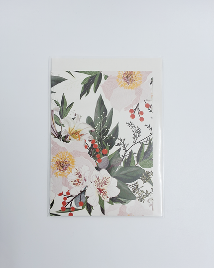 Wenskaart kerstbloemen wit