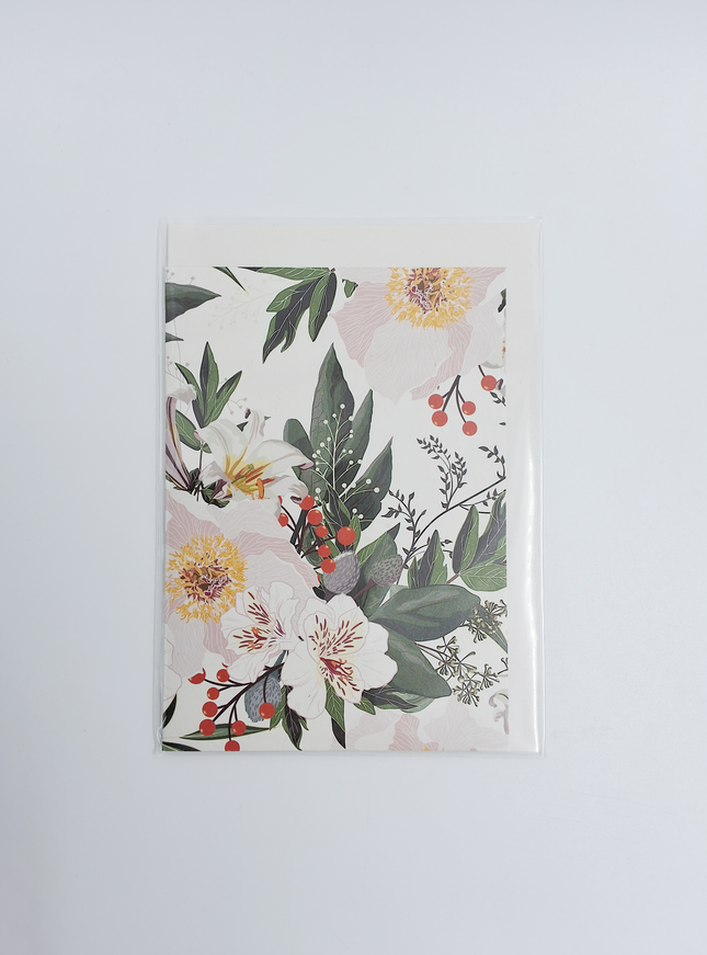 Wenskaart kerstbloemen wit