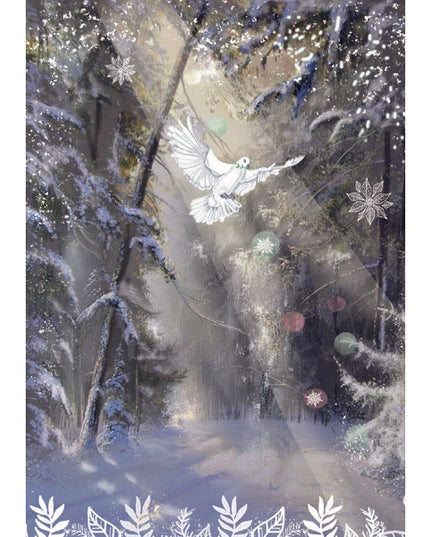 Wenskaart kerstduif in bos