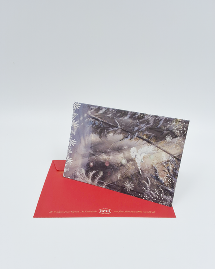 Wenskaart kerstduif in bos