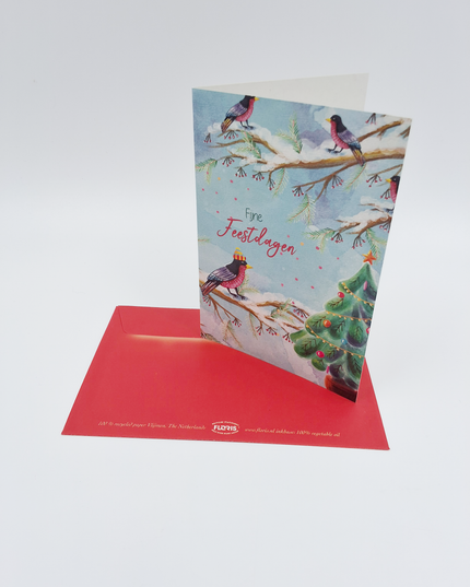 Wenskaart vogel met mutsje