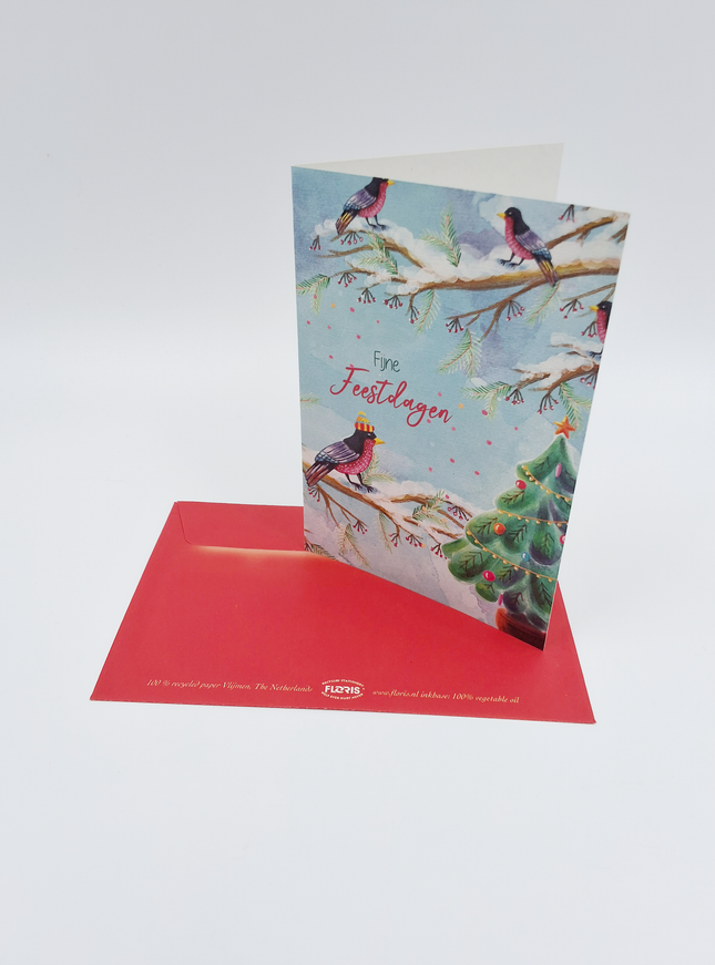 Wenskaart vogel met mutsje