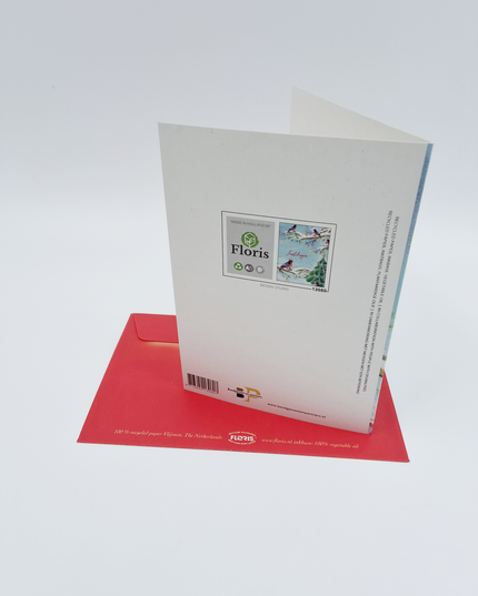 Wenskaart vogel met mutsje