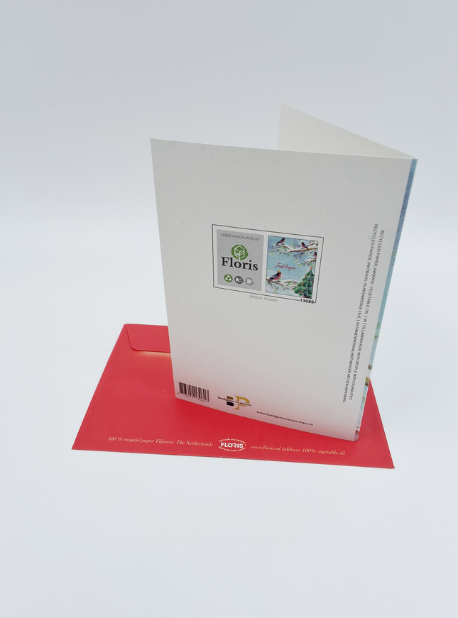 Wenskaart vogel met mutsje