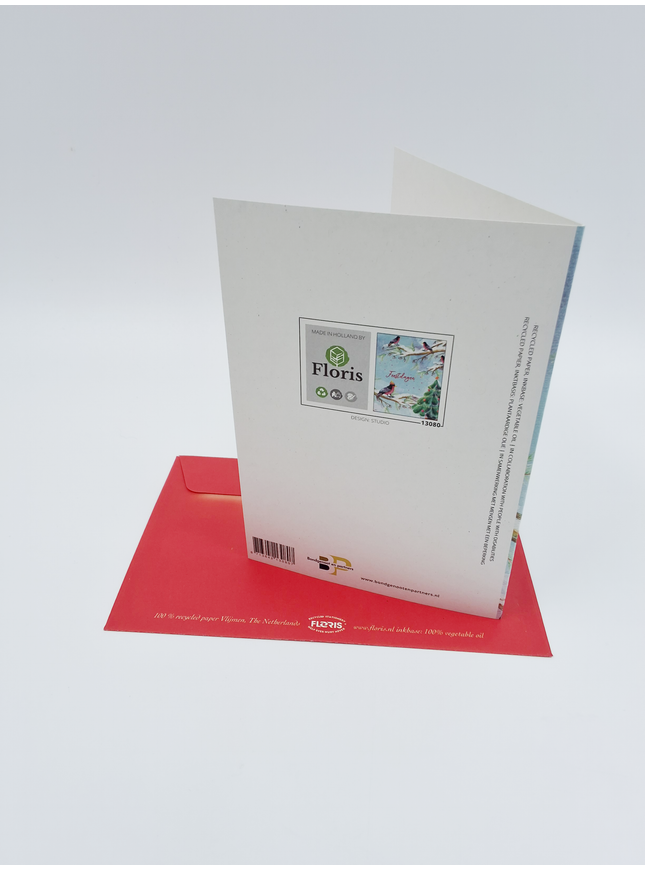 Wenskaart vogel met mutsje