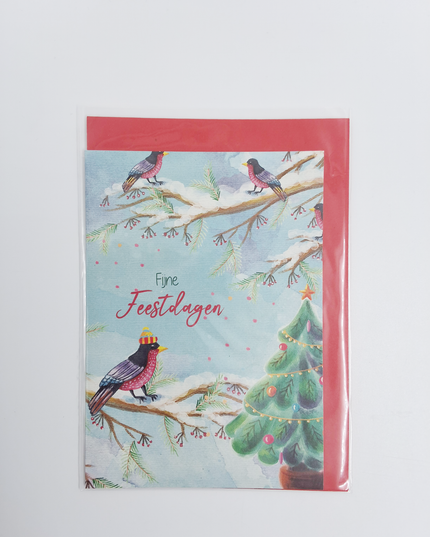 Wenskaart vogel met mutsje