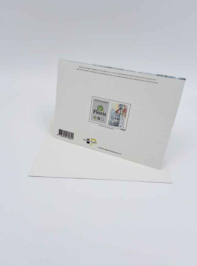 Wenskaart kerstman in bus