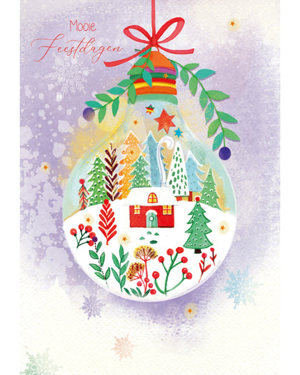 Wenskaart kerstbal met tekening