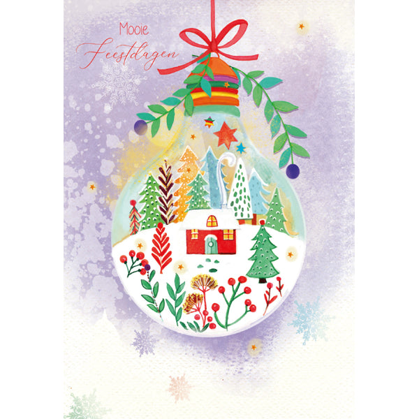 Wenskaart kerstbal met tekening