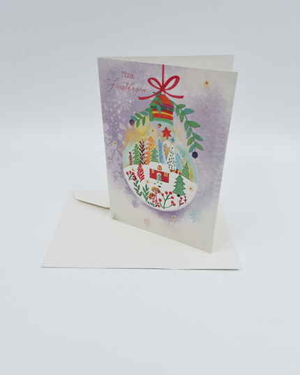 Wenskaart kerstbal met tekening