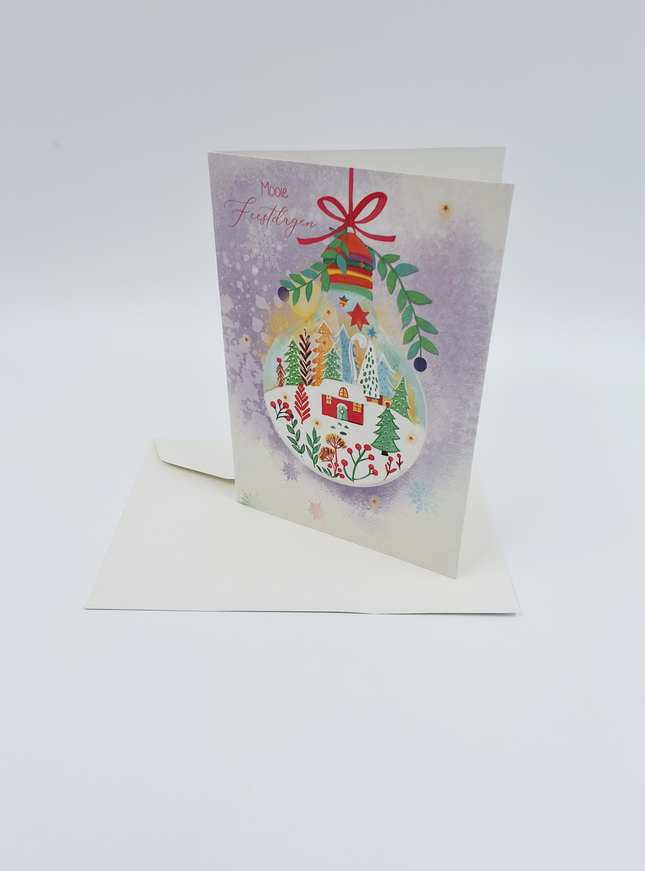 Wenskaart kerstbal met tekening