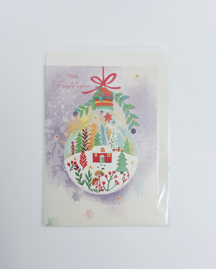 Wenskaart kerstbal met tekening